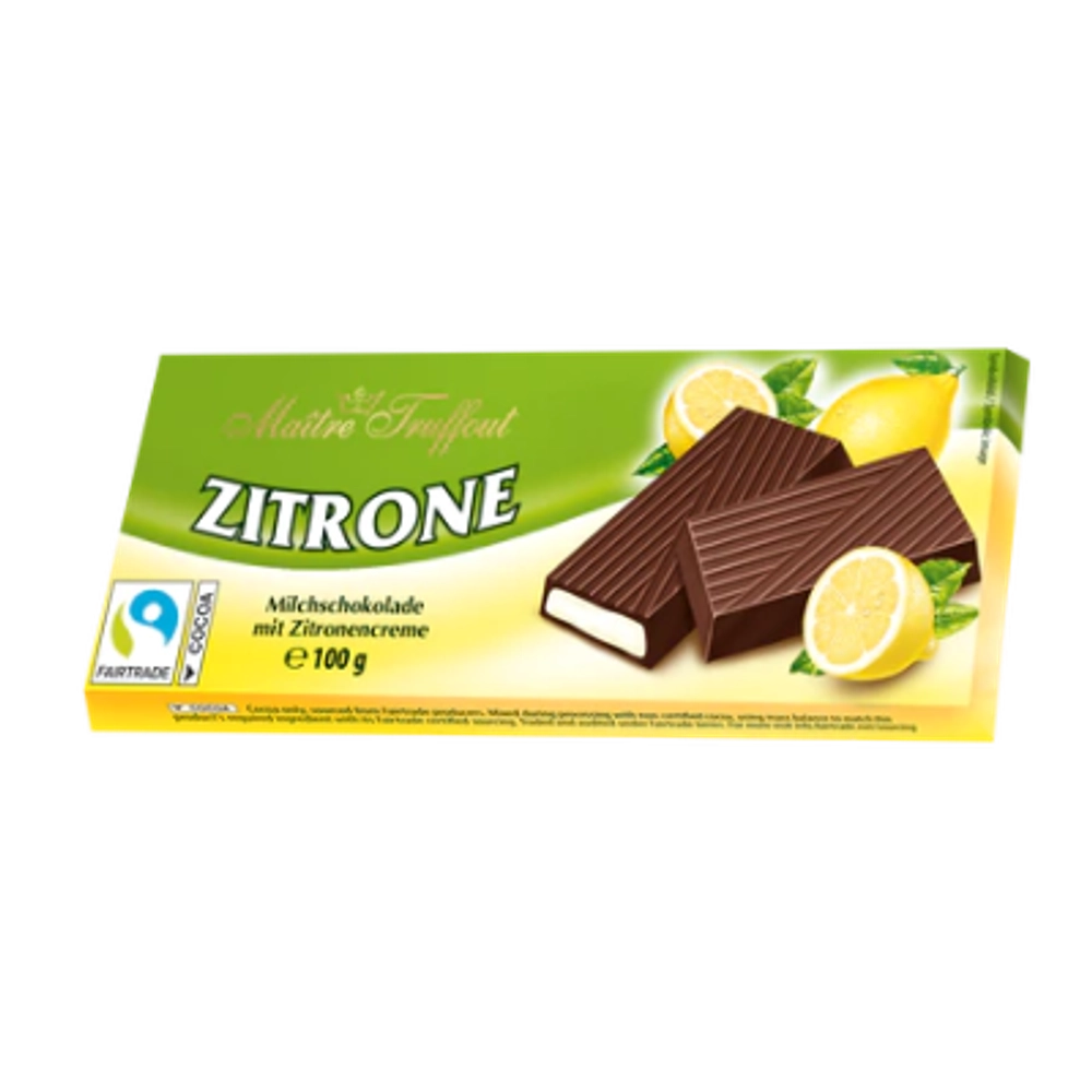 Молочный шоколад с лимонно-кремовой начинкой ТМ Maître Truffout, 100 г
