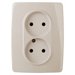 Розетка ЭРА Серия 12 12-2107-02 двойная без заземления 2X2P 16A-250В IP20 слоновая кость | Эра 12
