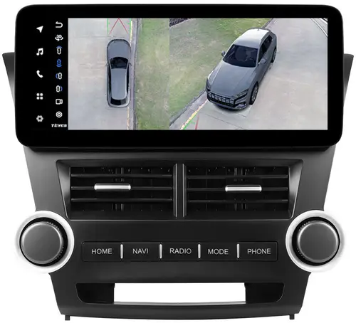 Магнитола для Toyota Highlander 2 XU40 2007-2013 (поддержка JBL, рамка LUX) - Teyes LUX ONE 360 монитор 12.3" 2K QLED на Android 10, Быстрая, CarPlay, 4G SIM-слот, 4 камеры в комплекте