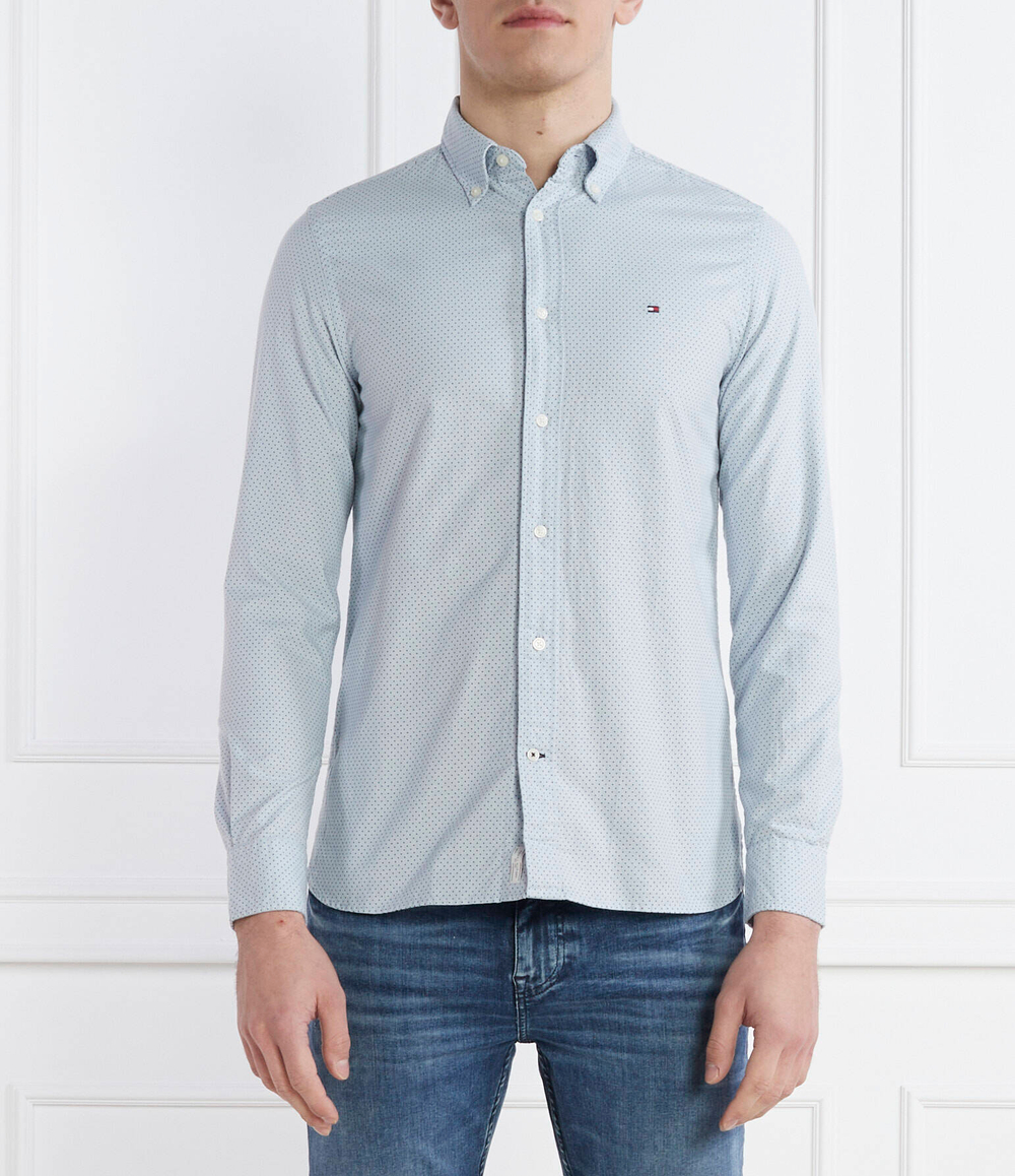 Рубашка MICRO DOT PRINT SF S, 0GZ Tommy Hilfiger - голубой(MW0MW31777)