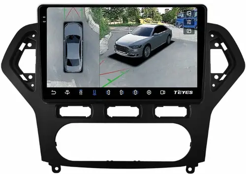 Магнитола для Ford Mondeo 4 2007-2010 (рамка чёрная) - Teyes CC3-2K-360 на Android 10, Быстрая, 2K QLED, CarPlay, 4G SIM-слот, 4 камеры в комплекте