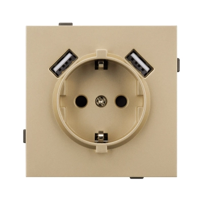 Механизм розетки с USB зарядкой SCT-TENDO-MUAA-SFPL-GD (230V, 16A) (Arlight, -)