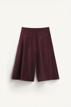 ZARA БАРХАТНЫЕ ШИРОКИЕ ШОРТЫ — LIMITED EDITION, БУРГУНДИ