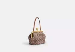 COACH БОЛЬШАЯ СУМКА KISSLOCK, КОРИЧНЕВЫЙ