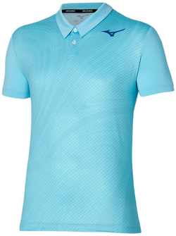 Мужское теннисное поло Mizuno Charge Shadow Polo - небесный