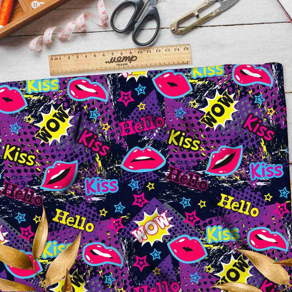 Ткань ниагара wow kiss pop art