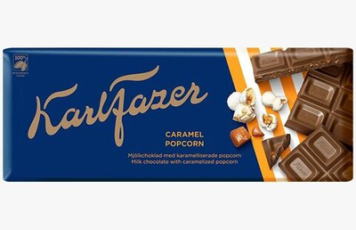 Karl Fazer Молочный шоколад с карамелью и попкорном из Финляндии, 200г