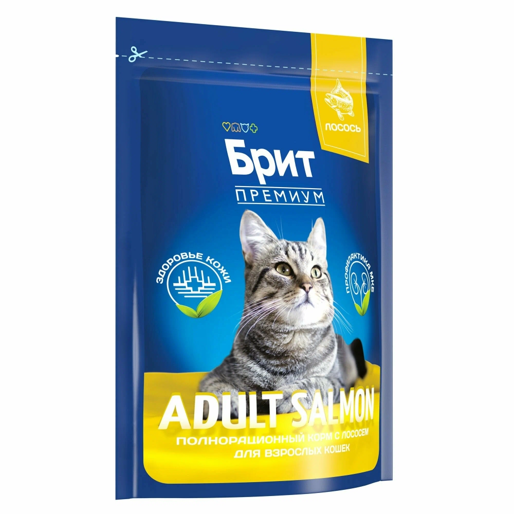 Сухой корм для кошек Брит BRIT PREMIUM Cat Adult Salmon с лососем, 2кг