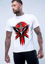 Белая мужская футболка с ярким принтом (Размер: M) (Цвет: белый)