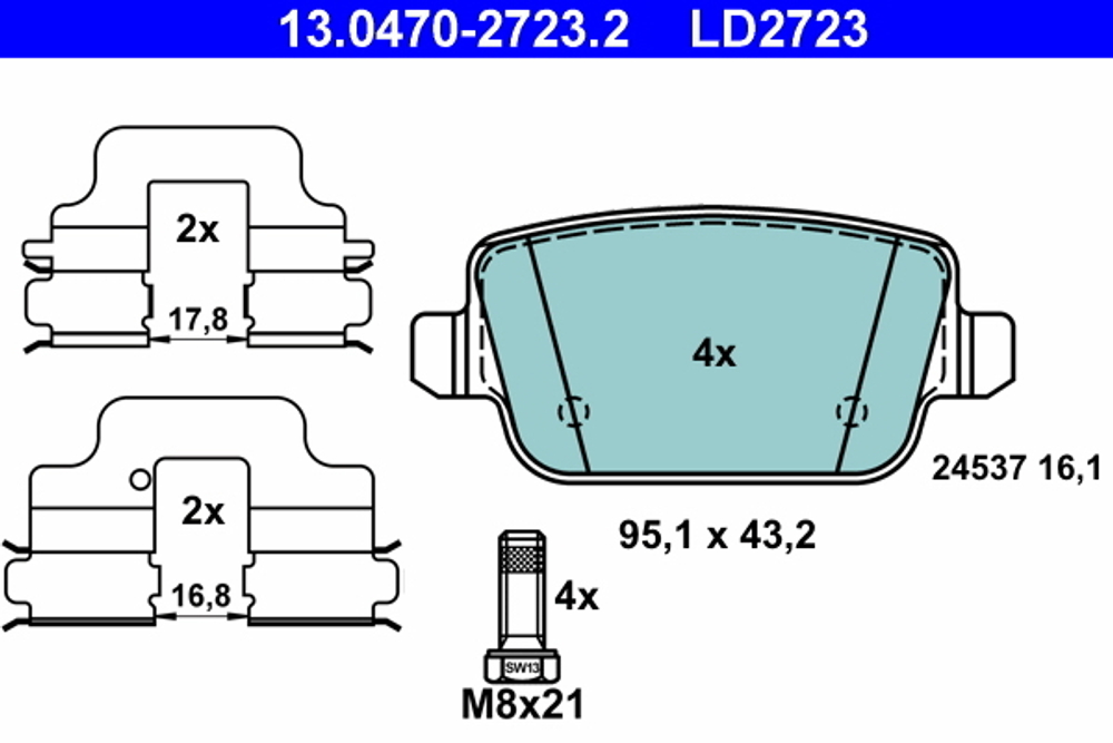 ATE - 13047027232-ATE - Brake Pad Set, disc brake