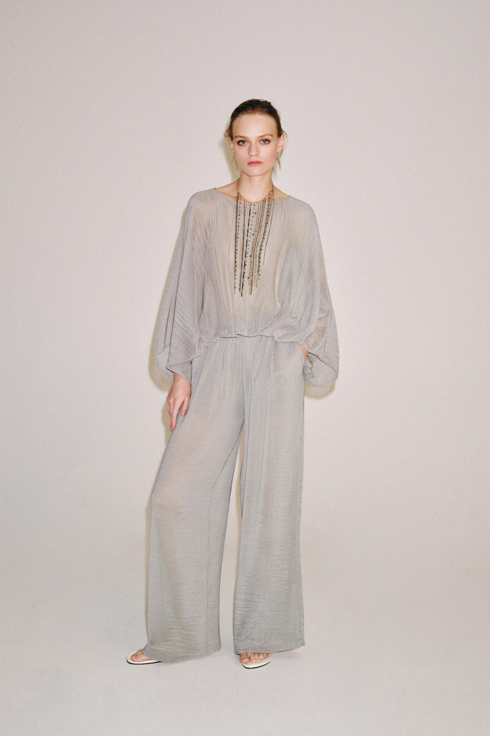 ПОЛУПРОЗРАЧНЫЕ БРЮКИ ПАЛАЦЦО — ZARA