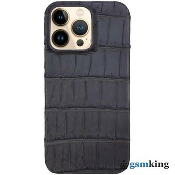 Leather Case for iPhone 13 Pro Croco Gray (Серый крокодил)