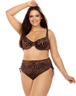 Раздельный купальник plus size с полосками зебры (Размер: 90C/44) (Цвет: коричневый)