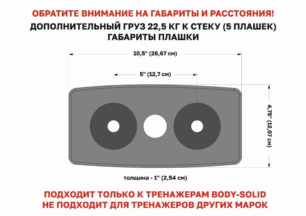 Дополнительный груз 22,5 кг к стеку (5 плашек)
