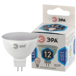 Лампа светодиодная ЭРА STD LED MR16-12W-840-GU5.3 12Вт софит нейтральный белый свет GU5.3 | Лампы cветодиодные Точечные (Софиты) (MR, PAR)