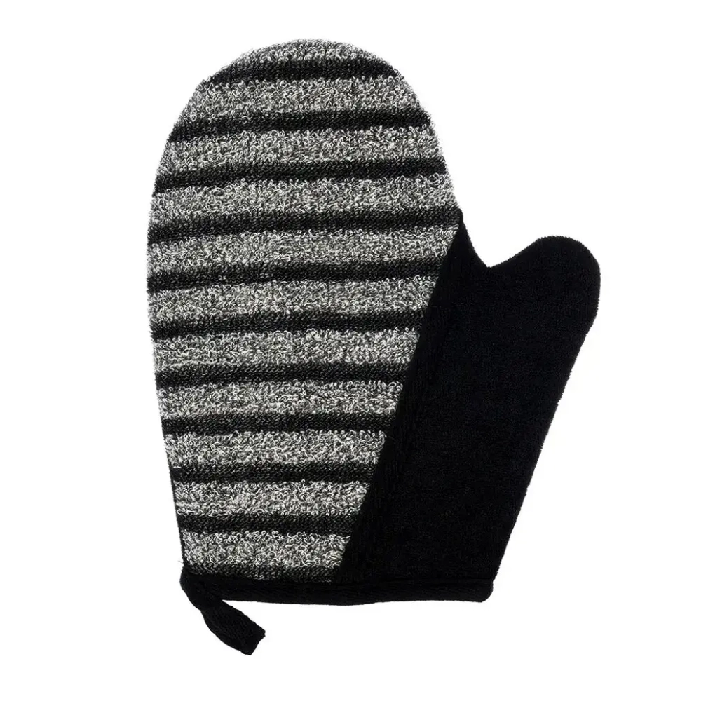 Мочалка «Мужская» варежка, 18х22 см, medium/soft, чёрно-серая, для бани и сауны «Банные штучки»/ 30