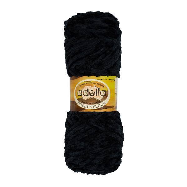 Пряжа Adelia Dolly Velour / уп.5 мот. по 100г, 93м, 12 черный