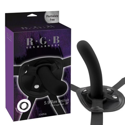 Черный страпон Raw Recruit Strap-On M - 15 см. (Цвет: черный)