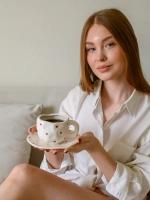 Керамическая кружка с блюдцем чайная пара