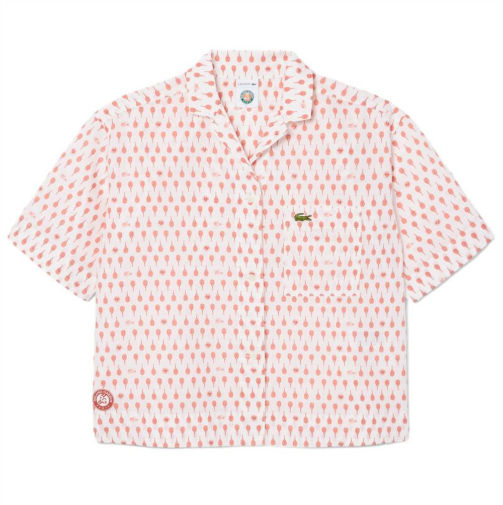 Женское теннисное поло Lacoste Roland-Garros Edition Print - flour/briquette