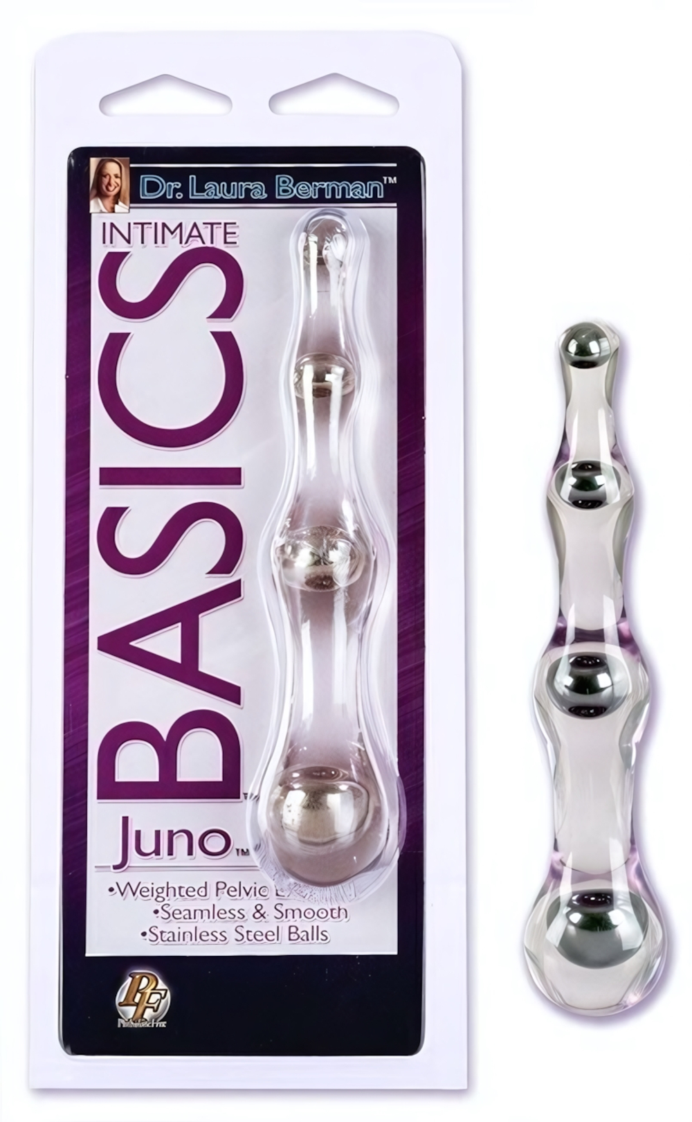 Рельефный анальный стимулятор Juno Basics (Цвет: прозрачный с серебряным)