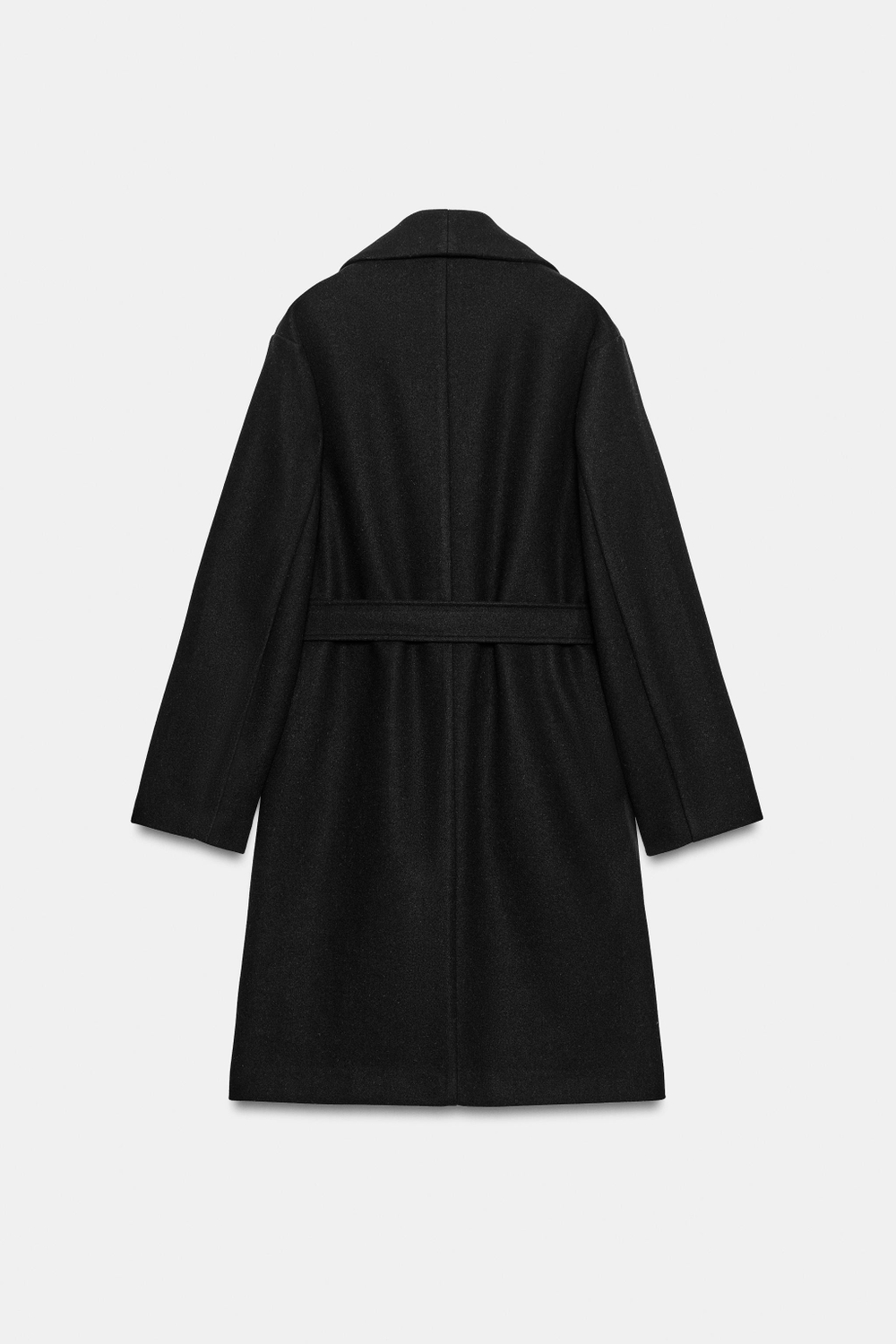 ZARA ПАЛЬТО ИЗ МЯГКОЙ ТКАНИ С ПОЯСОМ, ЧЕРНЫЙ
