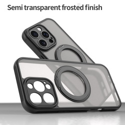 Матовый черный чехол с магнитным поворотным кольцом для iPhone 16 Pro, поддержка MagSafe