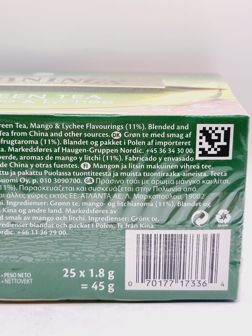 Чай зеленый TWININGS со вкусом Манго и Личи 25 пакетиков 45 г (из Финляндии)