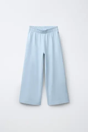 ZARA ПЛОТНЫЕ БРЮКИ WIDE LEG, НЕБЕСНО-ГОЛУБОЙ