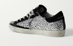 Кеды Golden Goose Superstar distressed glittered leather and suede sneakers
