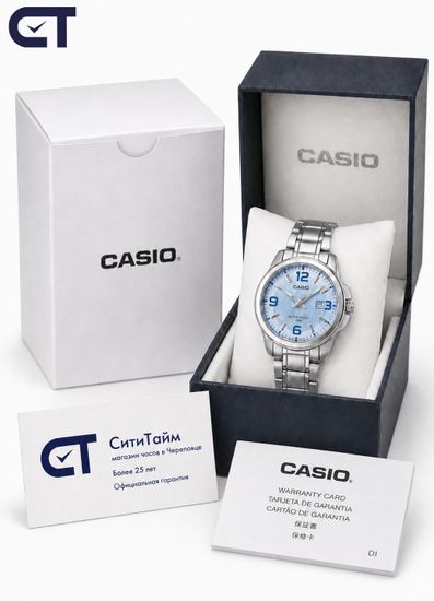 Casio LTP-1314D-2A General часы наручные женские — классическая модель с синим циферблатом и крупными цифрами