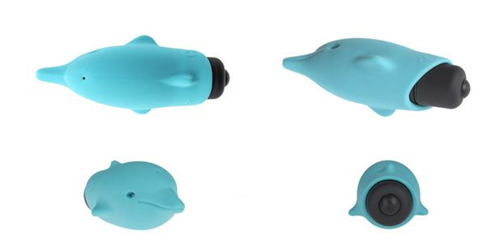 Голубой вибростимулятор-дельфин Lastic Pocket Dolphin - 7,5 см. (Цвет: голубой)