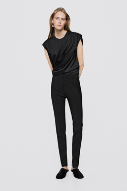 Massimo Dutti Зауженные брюки с застежкой-молнией - Limited Edition, черный