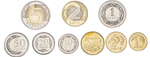 Набор 9 монет 2009-2015 гг. 1, 2, 5, 10, 25, 50 грошей, 1, 2, 5 злотых. Польша. UNC