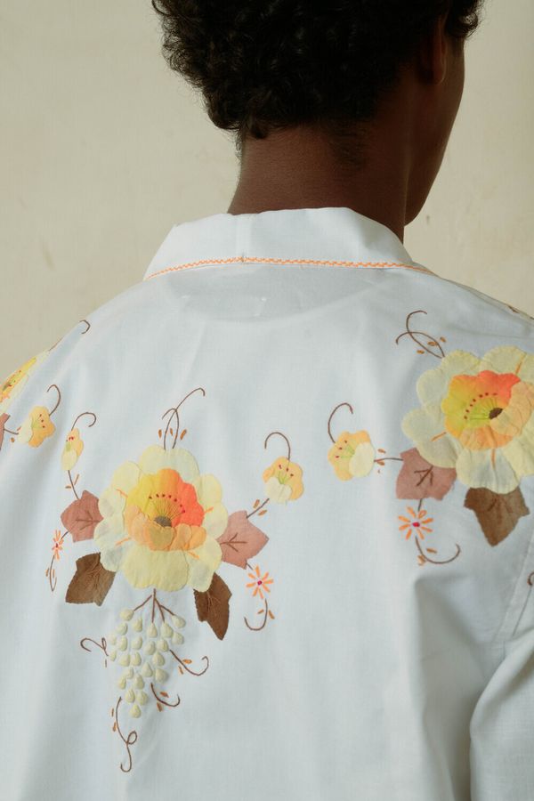 Рубашка с Хлопковой Аппликацией / Orange Applique Long Sleeve белая - фото 2