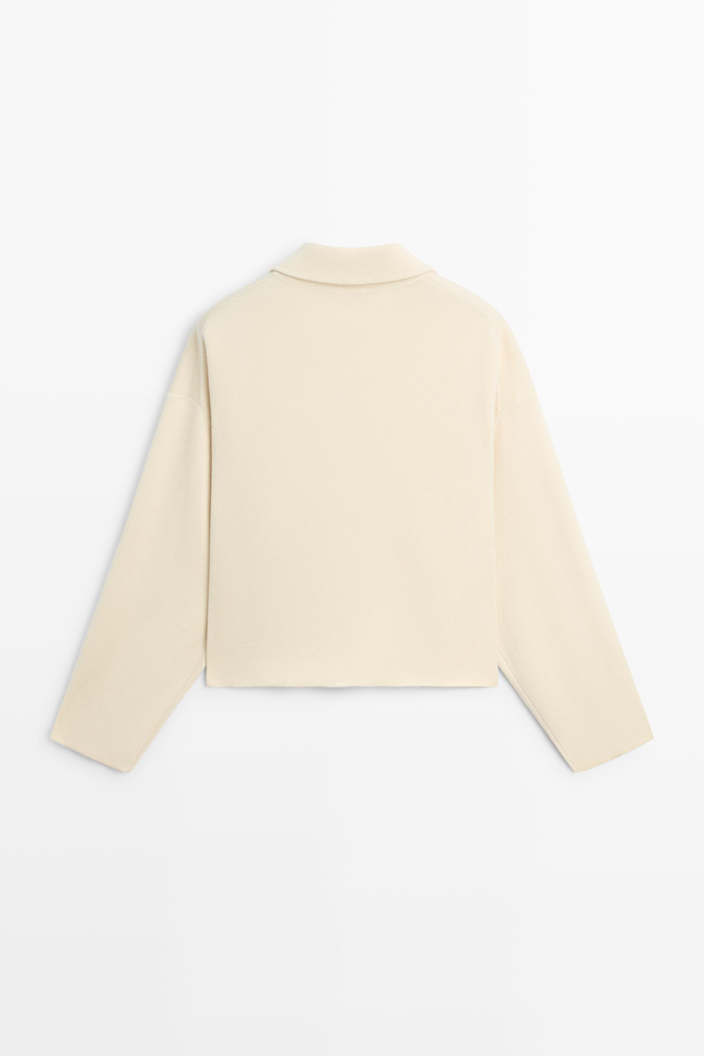 Massimo Dutti Трикотажная куртка на молнии из хлопка, ванильный