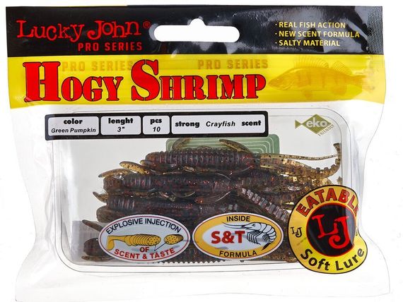 Виброхвосты съедобные LJ Pro Series HOGY SHRIMP 3.0in (7,6 см), цв. PA03, 10 шт.