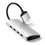 USB-концентратор Satechi Type-C Dual Multimedia Adapter, 3 разъема, Silver (Серебристый)
