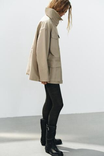 ZARA КУРТКА С КАРМАНАМИ, БЕЖЕВЫЙ