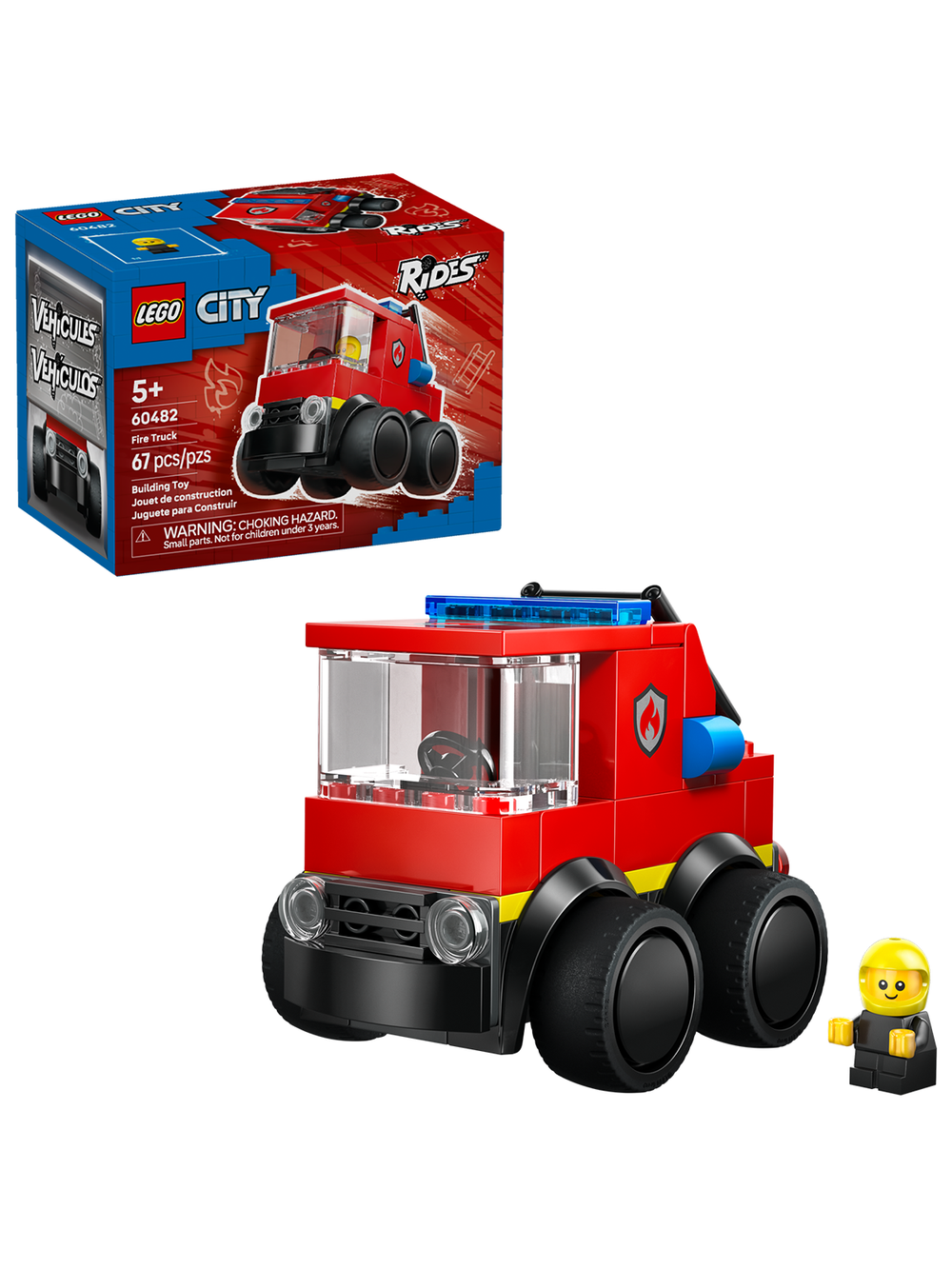Конструктор Лего Сити Пожарная машина 60482 | LEGO City Rides Fire Truck | игровой набор 67 деталей 5+