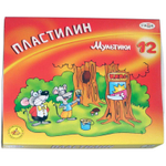 Пластилин классический "Мультики" 12 цветов, 240 г, со стеком (Гамма)
