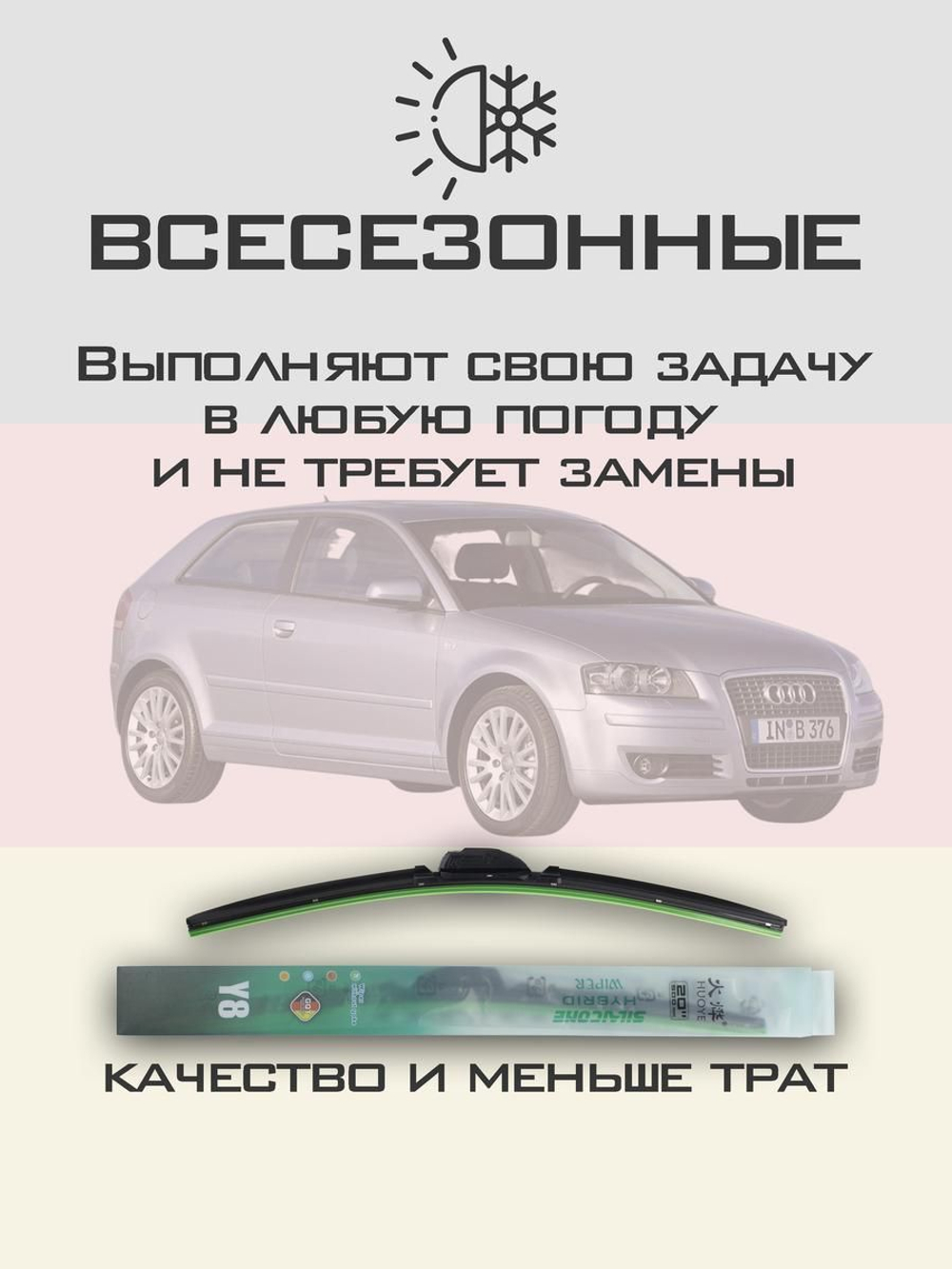 Щетки стеклоочистителя HUOYE Y8 600/475 мм на Audi A3 | Pinch tab