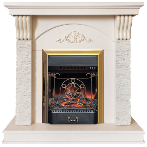 Каминокомплект Real Flame Corfino WT с очагом Majestic Lux Brass