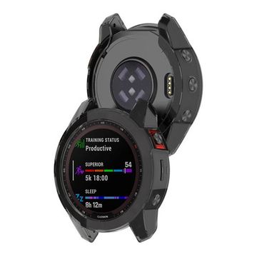 Защитный бампер чехол для часов Garmin Fenix 7, Epix Gen 2 47 mm силиконовый (Черный прозрачный)