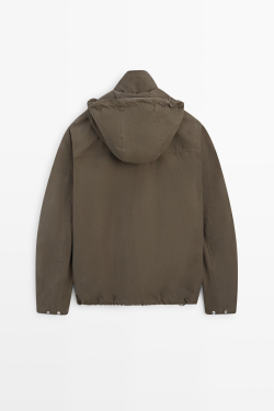 Massimo Dutti Короткая стеганая парка с капюшоном, хаки