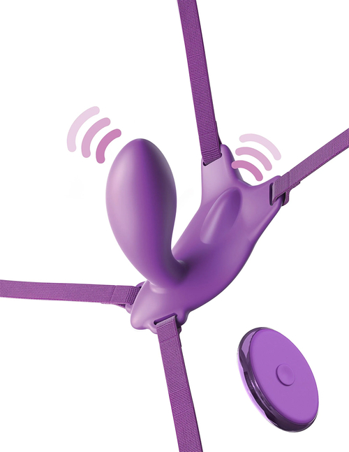 Силиконовый вибратор-бабочка на повязке с пультом ДУ PipeDream Fantasy for Her Ultimate G-Spot Butterfly Strap-On Vibe Purple 496312