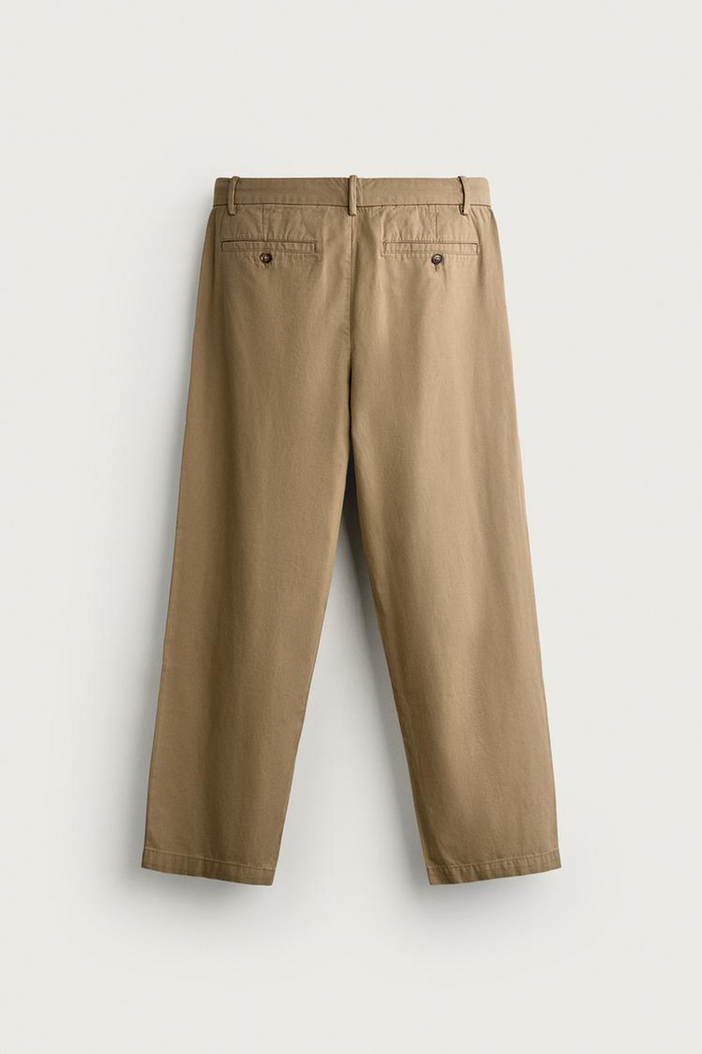 ZARA БРЮКИ ЧИНОС REGULAR FIT СО СКЛАДКАМИ, СВЕТЛЫЙ ХАКИ