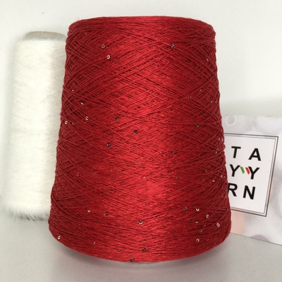 SELIN - Luxury Yarn Rigo; 97% лен, 3% шелк, микропайетки 2мм; 500м/100гр; col.6449 красный Dior, пайетки серебро; есть мал. бобинка 186гр. S704 MP