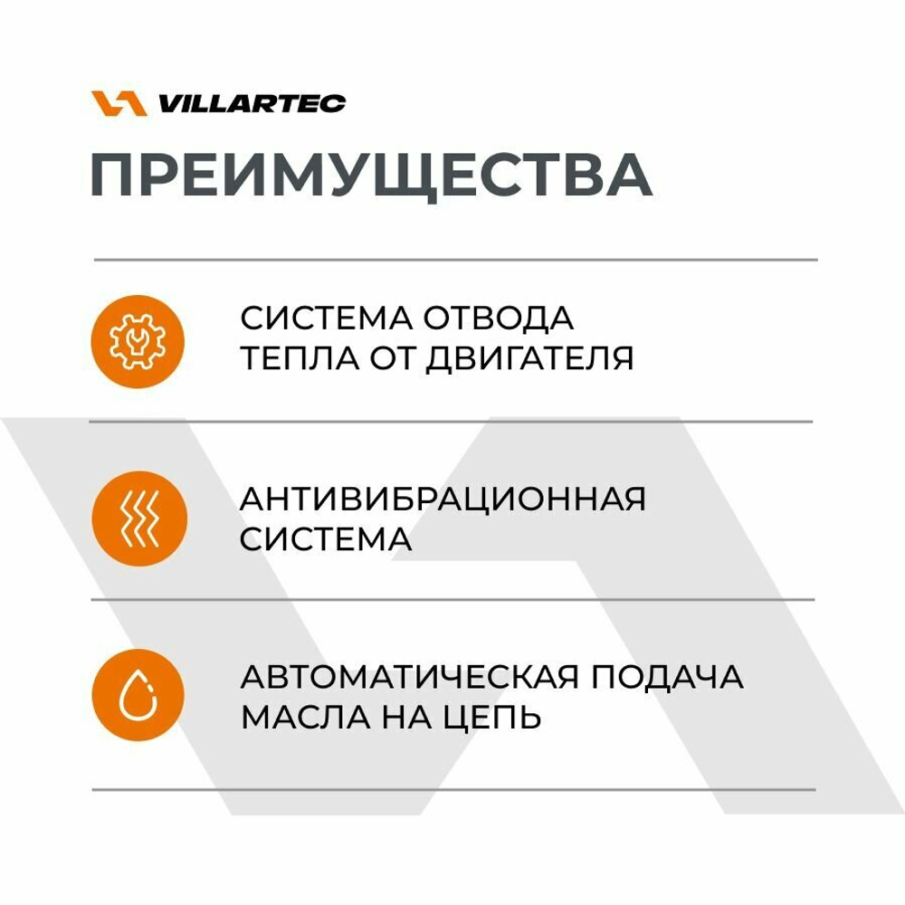 Бензопила VILLARTEC SB018 Legend 1,5кВт/2л.с.,4,1кг 16"3/8-1,3-55 (SB018 Legend)