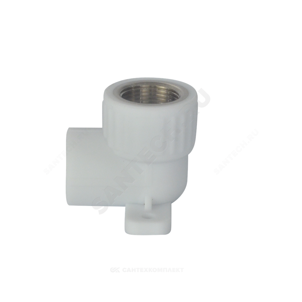 Угольник PP-R комбинированный белый Дн 25х3/4" ВР с креплением VALFEX 10120125